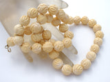 Vintage Carved Rose Bead Necklace Celluloid - The Jewelry Lady's Store