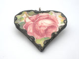 Staffordshire Rose Broken China Porcelain Pendant Brooch - The Jewelry Lady's Store