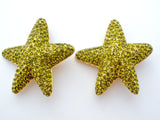Peridot Green Rhinestone Starfish Earrings by Guy Laroche - The Jewelry Lady's Store