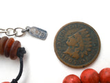 Peyote Bird Coral & Carnelian Necklace 925 - The Jewelry Lady's Store