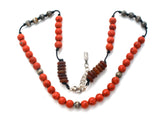 Peyote Bird Coral & Carnelian Necklace 925 - The Jewelry Lady's Store