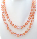 Pink Crystal Bead Necklace 42" Vintage - The Jewelry Lady's Store