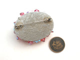 Pink Crystal Cluster Flower Brooch Pin Vintage - The Jewelry Lady's Store