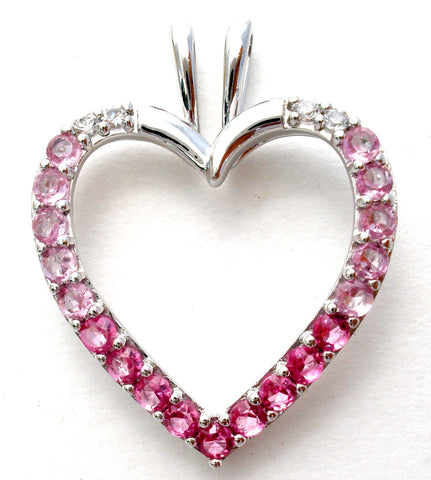Pink Cubic Zirconia Sterling Silver Heart Pendant