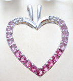 Pink Cubic Zirconia Sterling Silver Heart Pendant - The Jewelry Lady's Store