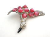 Pink Moonglow Bird Brooch Vintage Pot Metal - The Jewelry Lady's Store