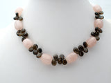 Pink Rose & Brown Quartz Bead Necklace 18" - The Jewelry Lady's Store