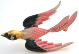 Pink & Black Swallow Bird Brooch Pin by Mamselle Vintage - The Jewelry Lady's Store