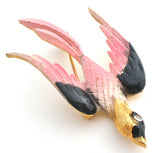 Pink & Black Swallow Bird Brooch Pin by Mamselle Vintage - The Jewelry Lady's Store