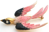 Pink & Black Swallow Bird Brooch Pin by Mamselle Vintage - The Jewelry Lady's Store