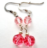 Pink Crystal Bead Earrings Sterling Silver - The Jewelry Lady's Store