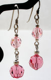 Pink Crystal Bead Earrings Sterling Silver - The Jewelry Lady's Store