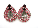 Pink & Red Rhinestone Earrings Vintage - The Jewelry Lady's Store