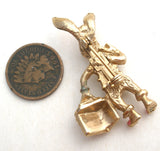 Rabbit Shoe Shine Pink Enamel Brooch Vintage - The Jewelry Lady's Store