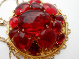 Red Rhinestone Necklace 24" Vintage - The Jewelry Lady's Store