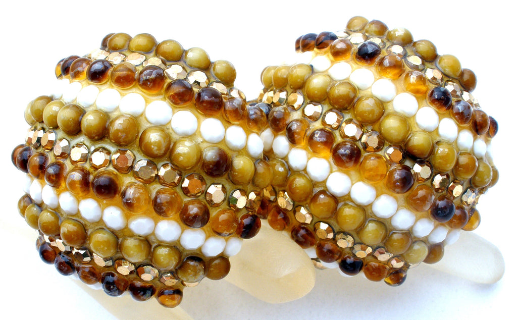 Richard Kerr Amber Rhinestone Earrings Vintage - The Jewelry Lady's Store