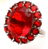 Ruby Red Cubic Zirconia Sterling Silver Ring Size 7 - The Jewelry Lady's Store