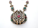 Ruby, Emerald & White Sapphire Lavalier Necklace - The Jewelry Lady's Store