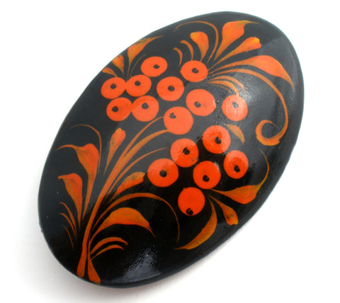 Russian Lacquer Vintage Hand Painted Brooch