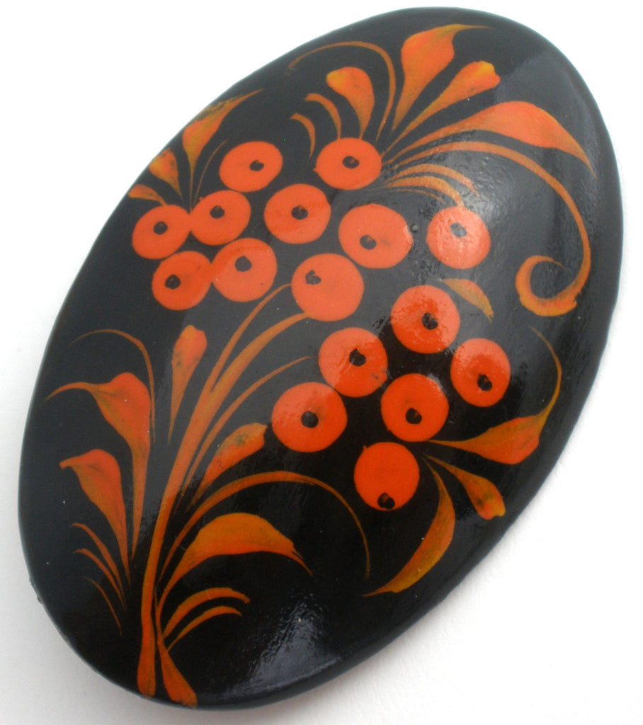 Russian Lacquer Vintage Hand Painted Brooch - The Jewelry Lady's Store