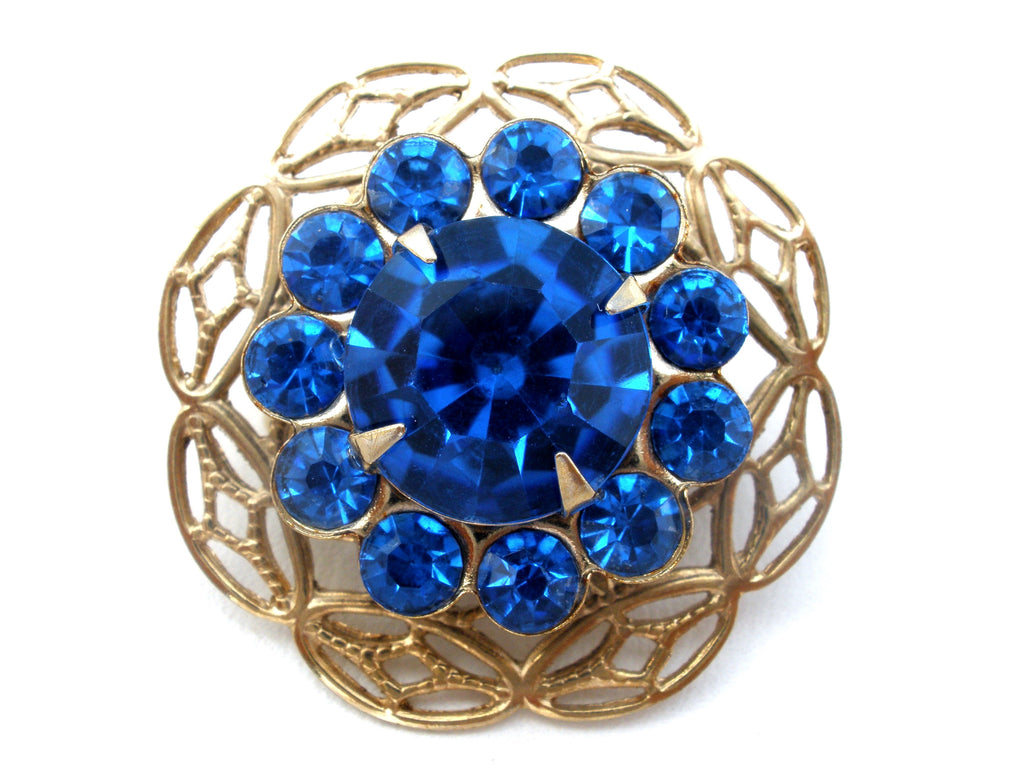 Pot Metal Blue Rhinestone Brooch Pin Vintage – The Jewelry Lady's