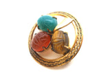 Scarab Beetle Gemstone Gold Filled Brooch Pin - The Jewelry Lady's Store