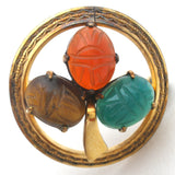 Scarab Beetle Gemstone Gold Filled Brooch Pin - The Jewelry Lady's Store