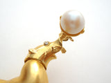 Seal Brooch Pin With Faux Pearl Ball Vintage - The Jewelry Lady's Store