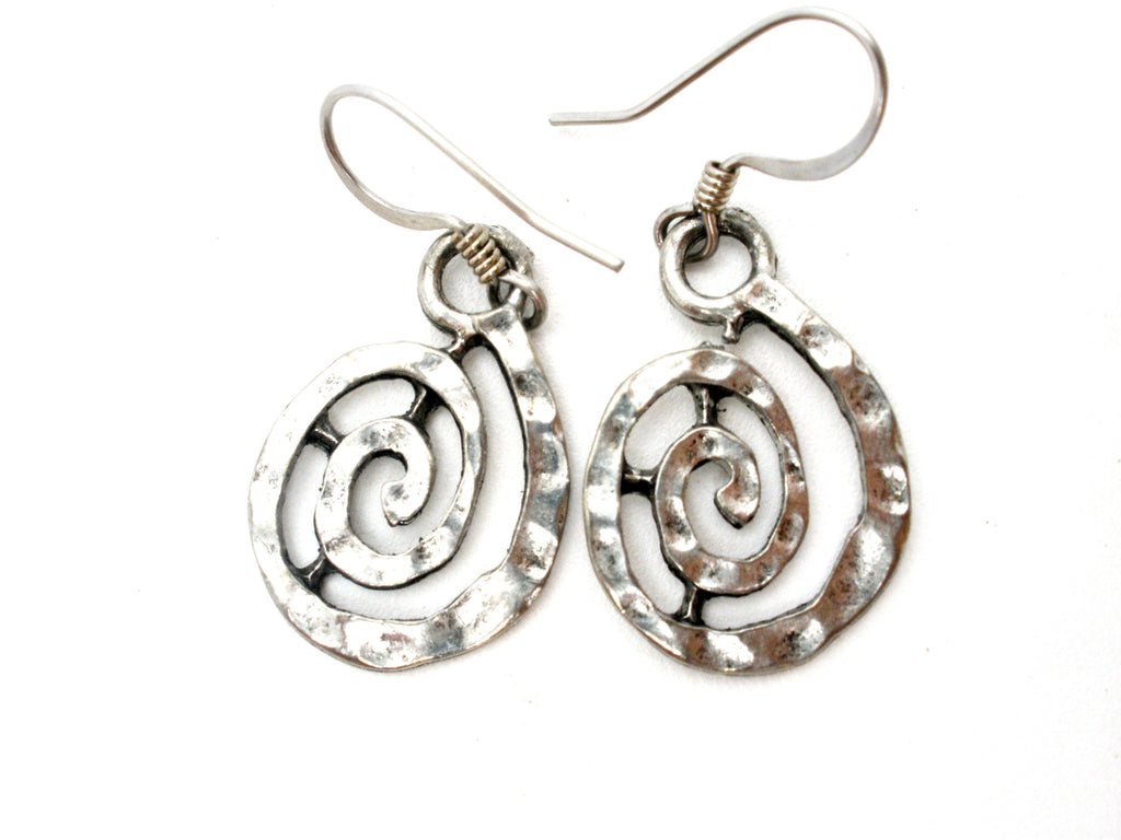 Silver Dangle Spiraling Earrings Pierced - The Jewelry Lady's Store