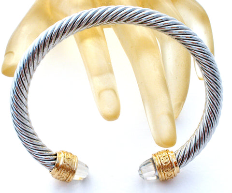 Silver & Gold Plated Cable Cuff Bracelet