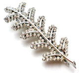 Silver Leaf Hair Clip Pin with Clear Rhinestones - The Jewelry Lady's Store