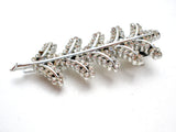 Silver Leaf Hair Clip Pin with Clear Rhinestones - The Jewelry Lady's Store