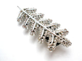 Silver Leaf Hair Clip Pin with Clear Rhinestones - The Jewelry Lady's Store