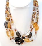 Smoky Quartz & Citrine Bead Necklace 925 - The Jewelry Lady's Store