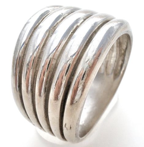 Stacked Band Ring Sterling Silver Size 8
