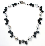 Vintage Art Glass Black Brown Bead Necklace 32" - The Jewelry Lady's Store