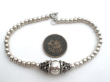 Sterling Silver Bead Bracelet 7.5" Vintage - The Jewelry Lady's Store