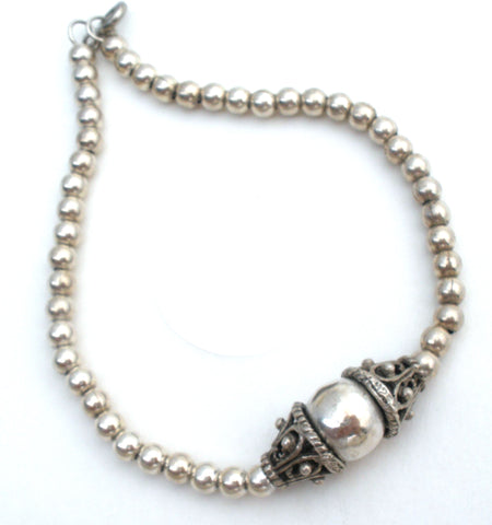 Sterling Silver Bead Bracelet 7.5" Vintage