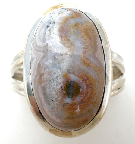 Sterling Silver Brown Agate Ring Size 10
