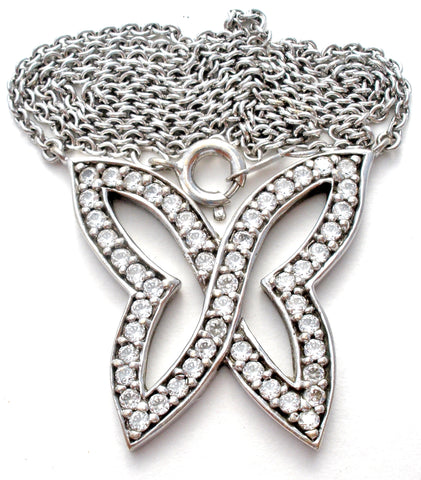 Sterling Silver CZ Butterfly Necklace 17"