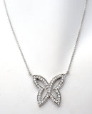 Sterling Silver CZ Butterfly Necklace 17" - The Jewelry Lady's Store