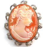 Sterling Silver Cameo Pendant Brooch Vintage - The Jewelry Lady's Store