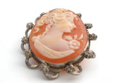 Sterling Silver Cameo Pendant Brooch Vintage - The Jewelry Lady's Store
