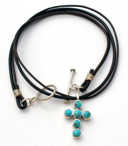 Sterling Silver Cross Pendant Cord Necklace