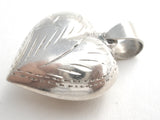Sterling Silver Engraved Puffed Heart Pendant Vintage - The Jewelry Lady's Store