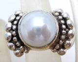 Sterling Silver Faux Pearl Ring Size 9 - The Jewelry Lady's Store