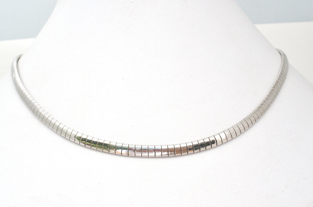 Sterling Silver Omega Chain Necklace - Ruby Lane
