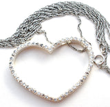 Sterling Silver Heart Necklace with CZ's - The Jewelry Lady's Store