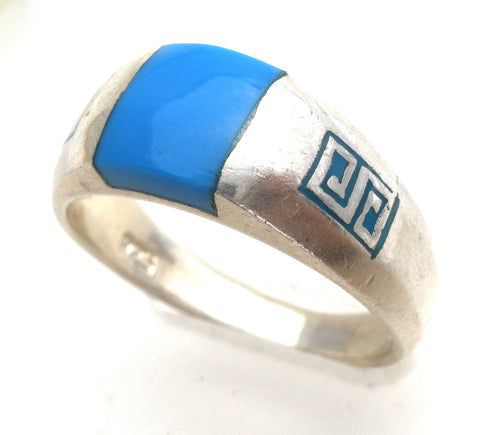 Sterling Silver Inlay Turquoise Ring Size 8.5