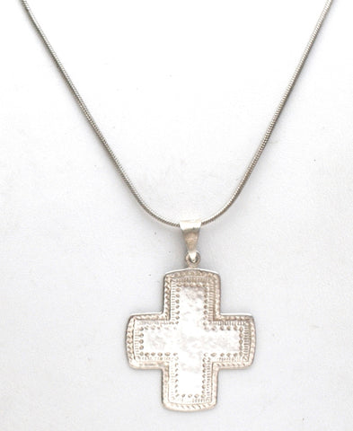 Sterling Silver Maltese Cross Pendant Necklace 20"